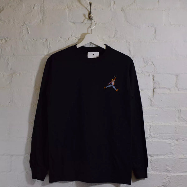 Biggie Jordan Embroidered Long Sleeve Tee In Black