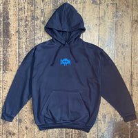 MF Doom DM Embroidered Blue on Navy Hoodie