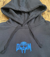 MF Doom DM Embroidered Blue on Navy Hoodie