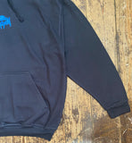 MF Doom DM Embroidered Blue on Navy Hoodie