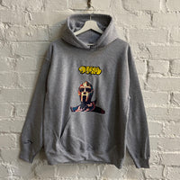 MF Doom Triple Threat Printed & Embroidered Hoodie In Grey